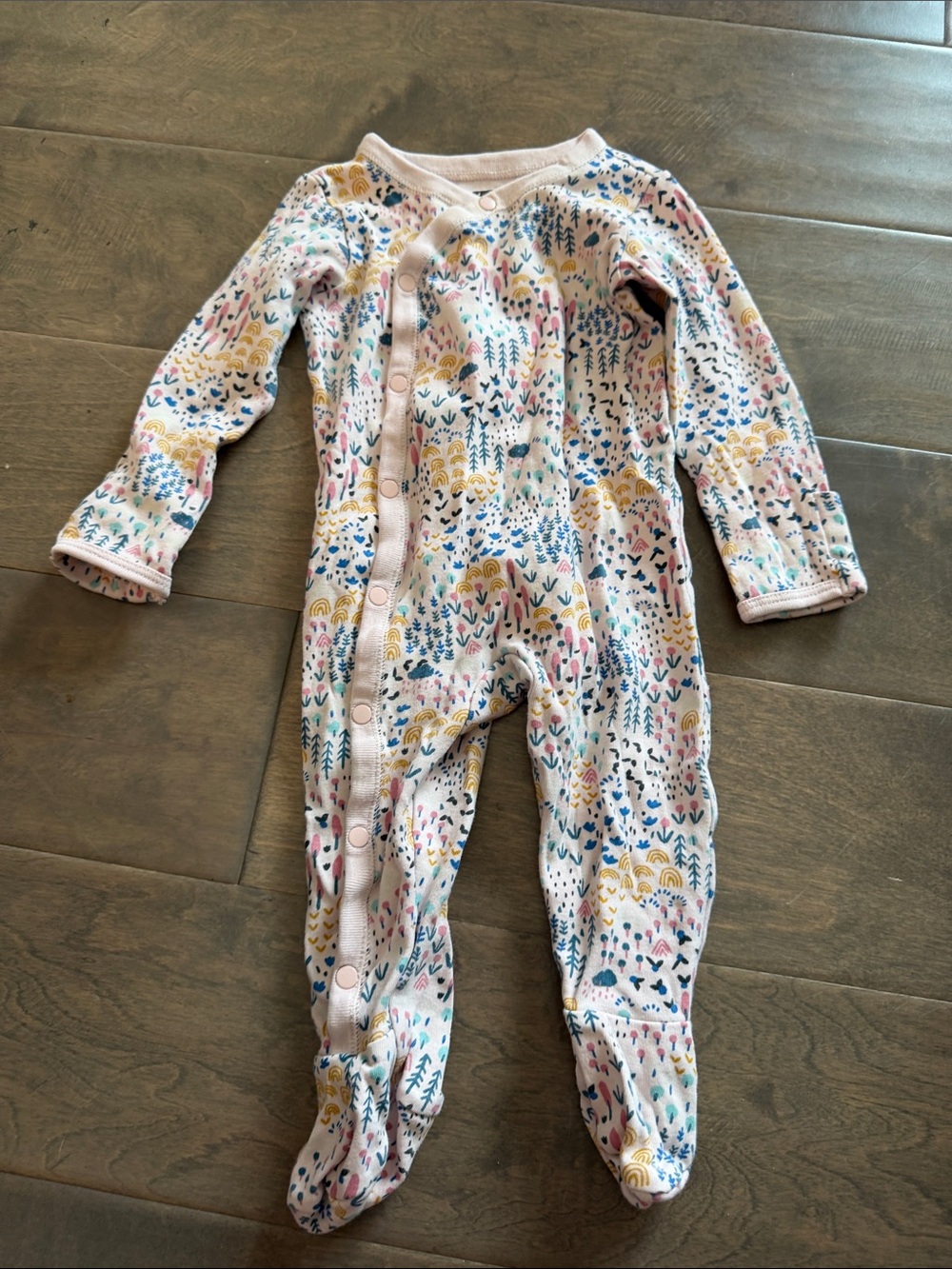 Tea Collection Pink Floral & Animal Print Footed One-Piece